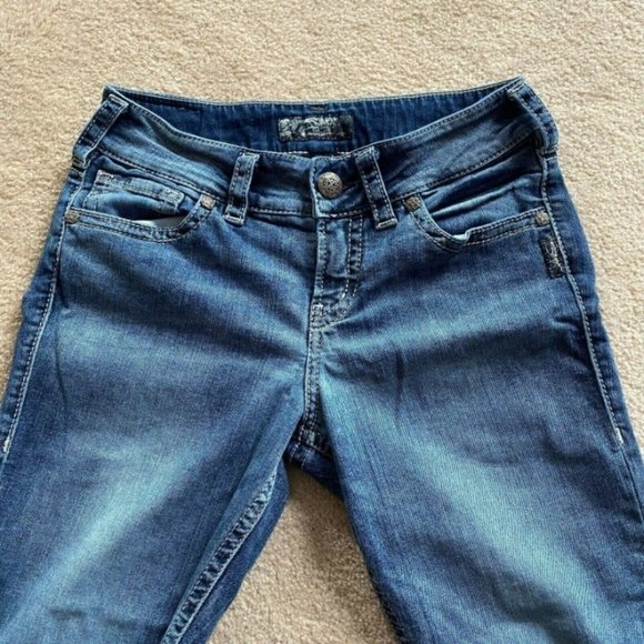 Silver Suki W28 x L 22 1/2 Mid Capri Denim Jeans Actual W 28 x I 23 - Picture 3 of 12